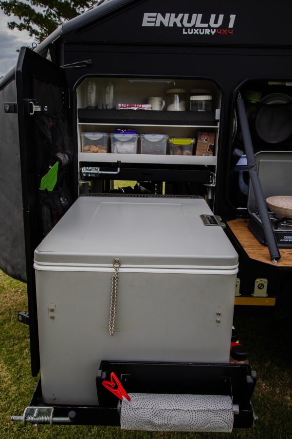 Freezer in kitchen area of the Infanta 4x4 Enkulu 1 caravan for sale