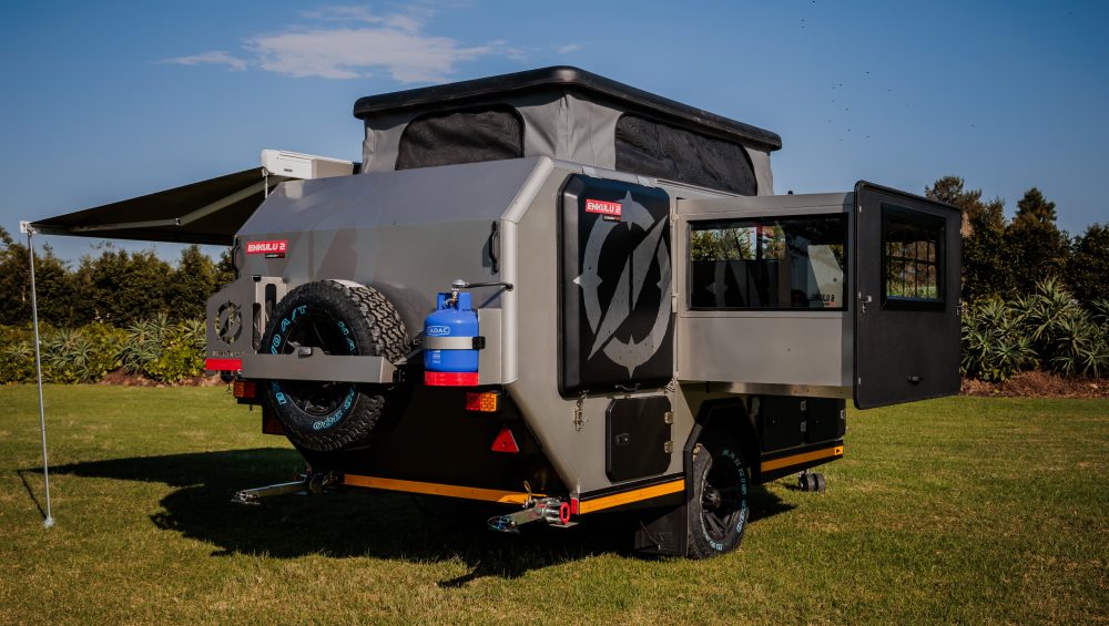 Photo of an Infanta4x4 Enkulu 2 Caravan for sale that is set up from a diagonal view