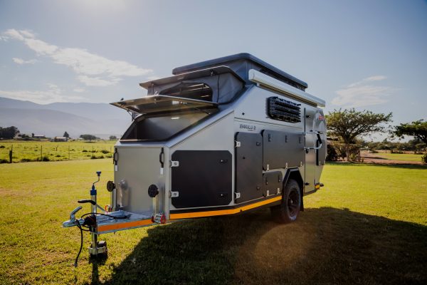 A corner angle image of the 4x4 camping caravan, the Infanta 4x4 Enkulu 2