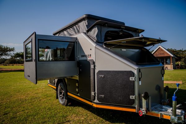 A corner angle image of the Infanta 4x4 Enkulu 2 camping caravan