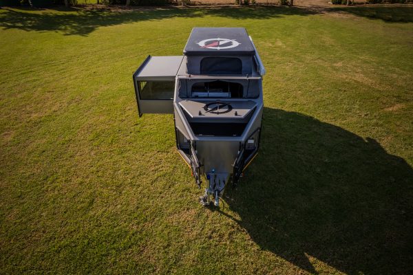 A top shot drone image of the Infanta 4x4 Enkulu 2 on a field