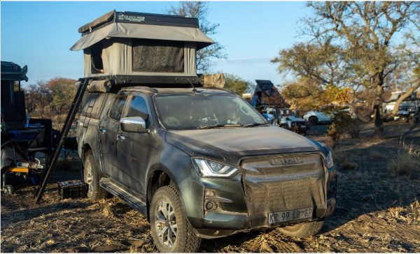 Buntutop tent from Bundutec on top of a vehicle in the bush in South Africa